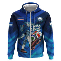 Personalized Cape Verde Football Zip Hoodie Blue Shark Mascot Cabo Verdean - Gradient Art
