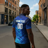 Personalized Cape Verde Football Zipper Polo Shirt Blue Shark Mascot Cabo Verdean - Gradient Art