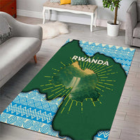 Rwanda Area Rug with Green Nature Map Waterfall Sunburst Spirit