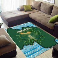 Rwanda Area Rug with Green Nature Map Waterfall Sunburst Spirit
