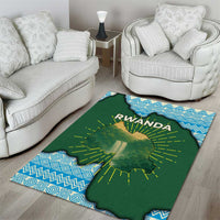 Rwanda Area Rug with Green Nature Map Waterfall Sunburst Spirit