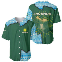 Rwanda Baseball Jersey with Green Nature Map Waterfall Sunburst Spirit