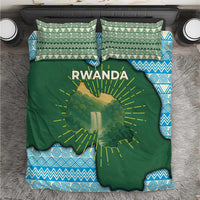 Rwanda Bedding Set with Green Nature Map Waterfall Sunburst Spirit