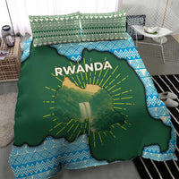 Rwanda Bedding Set with Green Nature Map Waterfall Sunburst Spirit