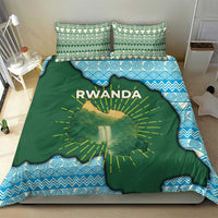Rwanda Bedding Set with Green Nature Map Waterfall Sunburst Spirit