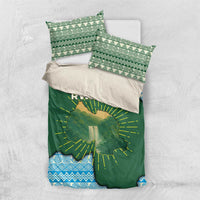 Rwanda Bedding Set with Green Nature Map Waterfall Sunburst Spirit