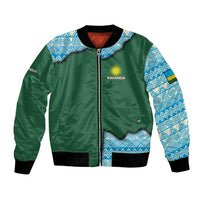 Rwanda Bomber Jacket with Green Nature Map Waterfall Sunburst Spirit