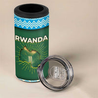 Rwanda 4 in 1 Can Cooler Tumbler with Green Nature Map Waterfall Sunburst Spirit