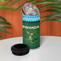 Rwanda 4 in 1 Can Cooler Tumbler with Green Nature Map Waterfall Sunburst Spirit