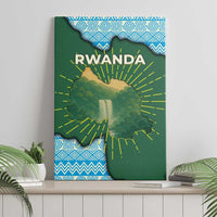 Rwanda Canvas Wall Art with Green Nature Map Waterfall Sunburst Spirit