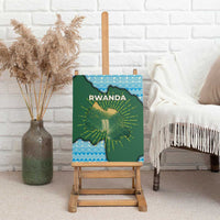 Rwanda Canvas Wall Art with Green Nature Map Waterfall Sunburst Spirit
