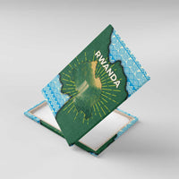 Rwanda Canvas Wall Art with Green Nature Map Waterfall Sunburst Spirit