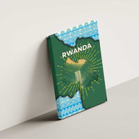 Rwanda Canvas Wall Art with Green Nature Map Waterfall Sunburst Spirit