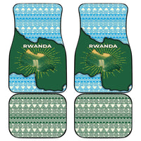 Rwanda Car Mats with Green Nature Map Waterfall Sunburst Spirit