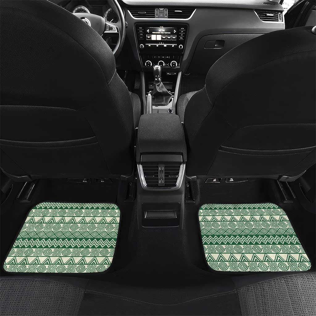 Rwanda Car Mats with Green Nature Map Waterfall Sunburst Spirit