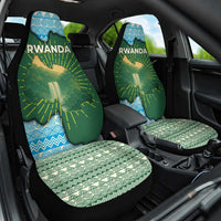 Rwanda Car Seat Cover with Green Nature Map Waterfall Sunburst Spirit