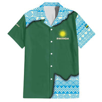 Rwanda Family Matching Puletasi and Hawaiian Shirt with Green Nature Map Waterfall Sunburst Spirit