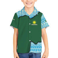 Rwanda Family Matching Puletasi and Hawaiian Shirt with Green Nature Map Waterfall Sunburst Spirit
