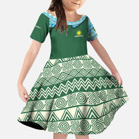 Rwanda Family Matching Tank Maxi Dress and Hawaiian Shirt with Green Nature Map Waterfall Sunburst Spirit