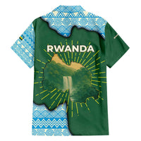 Rwanda Family Matching Tank Maxi Dress and Hawaiian Shirt with Green Nature Map Waterfall Sunburst Spirit