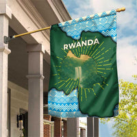 Rwanda Garden Flag with Green Nature Map Waterfall Sunburst Spirit