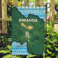 Rwanda Garden Flag with Green Nature Map Waterfall Sunburst Spirit