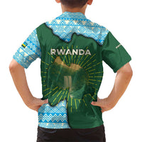 Rwanda Hawaiian Shirt with Green Nature Map Waterfall Sunburst Spirit