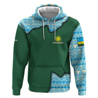 Rwanda Hoodie with Green Nature Map Waterfall Sunburst Spirit