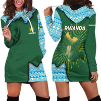 Rwanda Hoodie Dress with Green Nature Map Waterfall Sunburst Spirit