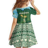 Rwanda Kid Short Sleeve Dress with Green Nature Map Waterfall Sunburst Spirit