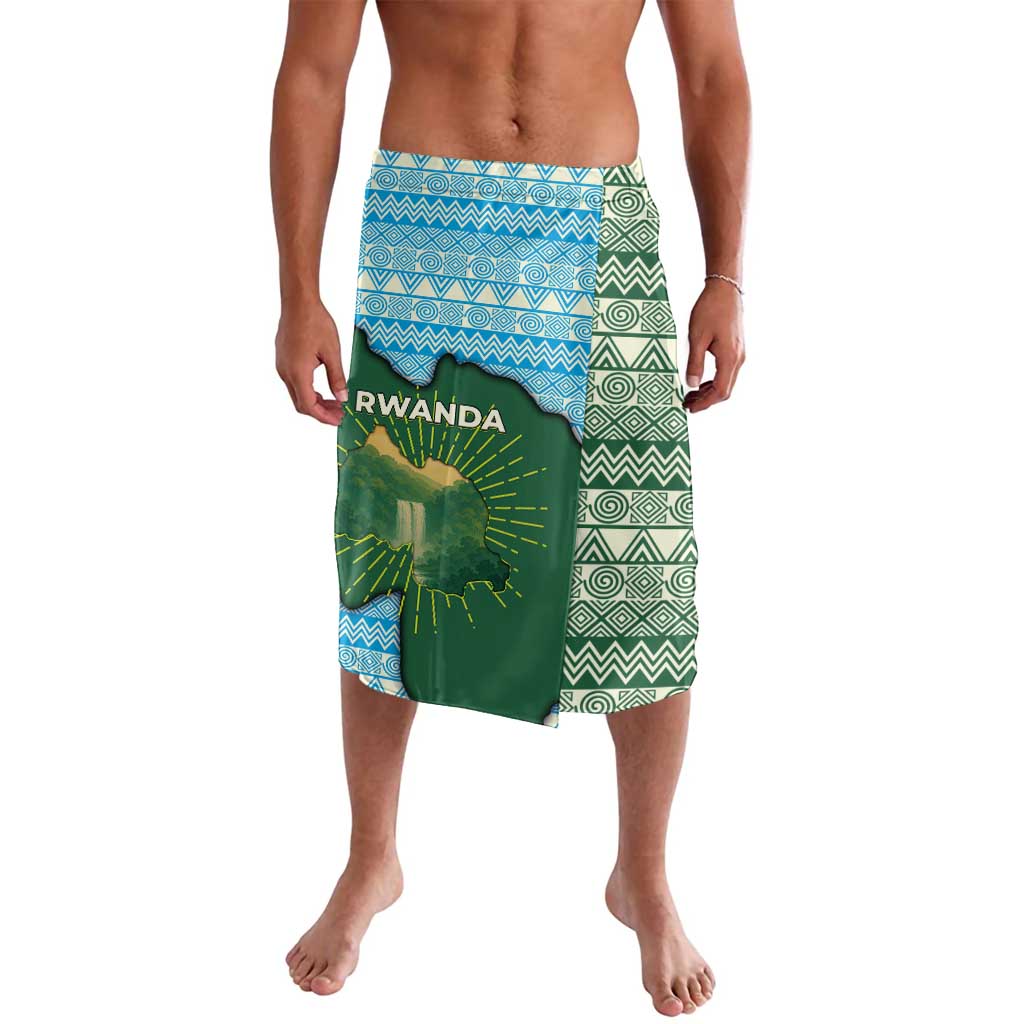 Rwanda Lavalava with Green Nature Map Waterfall Sunburst Spirit