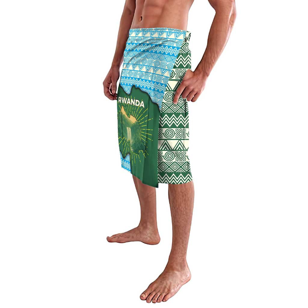 Rwanda Lavalava with Green Nature Map Waterfall Sunburst Spirit