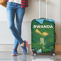 Rwanda Luggage Cover with Green Nature Map Waterfall Sunburst Spirit
