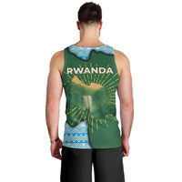 Rwanda Men Tank Top with Green Nature Map Waterfall Sunburst Spirit