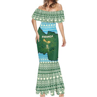 Rwanda Mermaid Dress with Green Nature Map Waterfall Sunburst Spirit