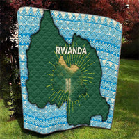 Rwanda Quilt with Green Nature Map Waterfall Sunburst Spirit