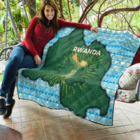 Rwanda Quilt with Green Nature Map Waterfall Sunburst Spirit