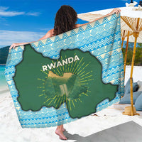 Rwanda Sarong with Green Nature Map Waterfall Sunburst Spirit