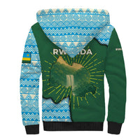 Rwanda Sherpa Hoodie with Green Nature Map Waterfall Sunburst Spirit