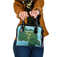Rwanda Shoulder Handbag with Green Nature Map Waterfall Sunburst Spirit