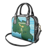 Rwanda Shoulder Handbag with Green Nature Map Waterfall Sunburst Spirit