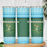 Rwanda Skinny Tumbler with Green Nature Map Waterfall Sunburst Spirit