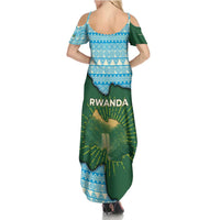 Rwanda Summer Maxi Dress with Green Nature Map Waterfall Sunburst Spirit