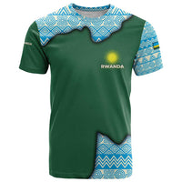 Rwanda T Shirt with Green Nature Map Waterfall Sunburst Spirit