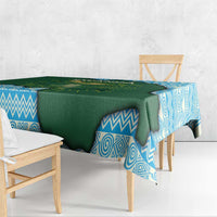 Rwanda Tablecloth with Green Nature Map Waterfall Sunburst Spirit