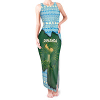 Rwanda Tank Maxi Dress with Green Nature Map Waterfall Sunburst Spirit