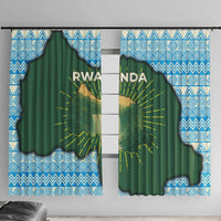 Rwanda Window Curtain with Green Nature Map Waterfall Sunburst Spirit