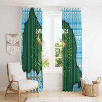 Rwanda Window Curtain with Green Nature Map Waterfall Sunburst Spirit