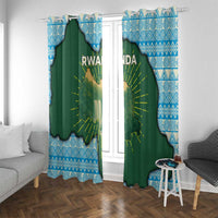 Rwanda Window Curtain with Green Nature Map Waterfall Sunburst Spirit