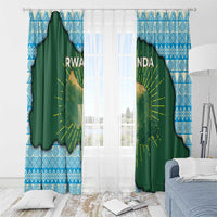 Rwanda Window Curtain with Green Nature Map Waterfall Sunburst Spirit
